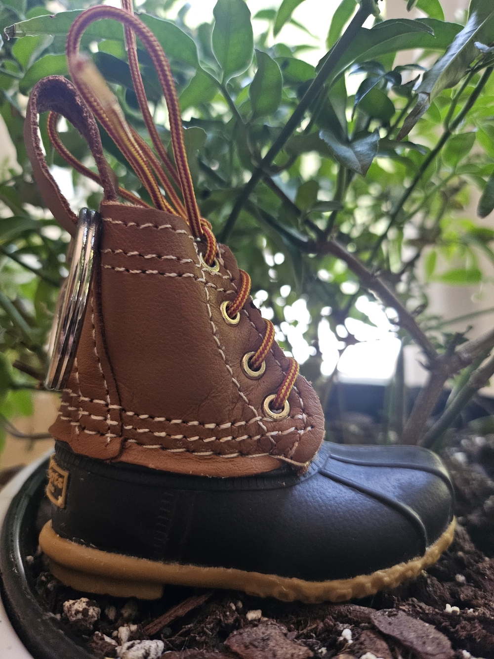 L.L. Bean Mini Bean Boot Keychain Tiny Leather Duck Boot Bag Charm